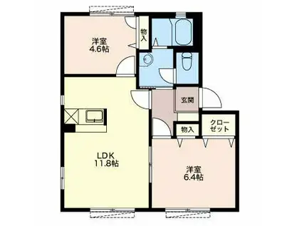 プランドールS(2LDK/1階)の間取り写真