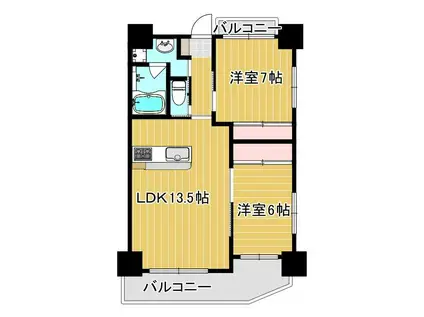 グランヴィア鴨池(2LDK/8階)の間取り写真