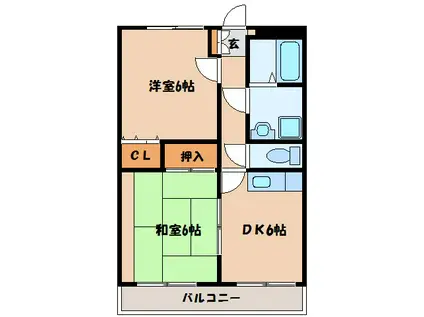 グローリアスガーデン(2K/1階)の間取り写真