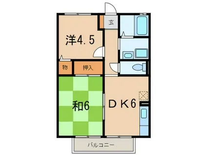 ソレアード本山(2DK/1階)の間取り写真
