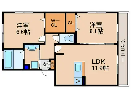 さくらシティハイツ(2LDK/2階)の間取り写真