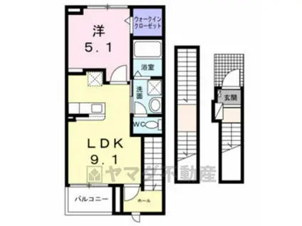 メゾン ノワール(1LDK/3階)の間取り写真