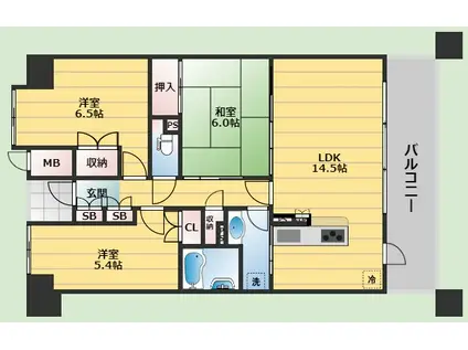 ジオメゾン新千里東町2番館(3LDK/11階)の間取り写真