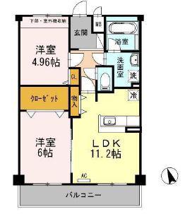 ヴィヴァーチェ曙(2LDK/2階)の間取り写真