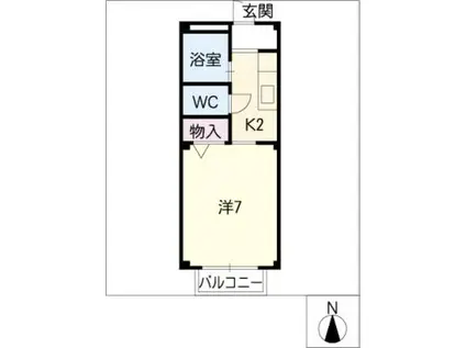 メゾンリビエール(1K/1階)の間取り写真
