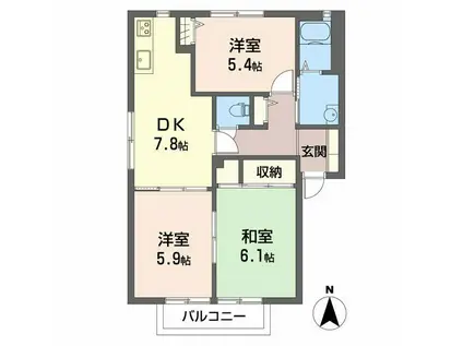 VOGEL B(3DK/1階)の間取り写真