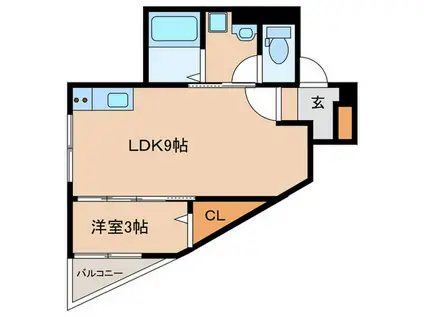 GLAN仙台(1LDK/2階)の間取り写真