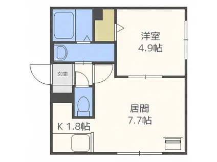 グランメール中の島(1LDK/2階)の間取り写真