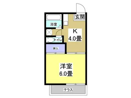 つつじヶ丘コーポ(1K/2階)の間取り写真