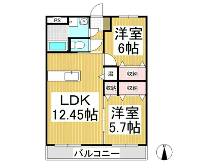 フォレシティ上田南(2LDK/2階)の間取り写真