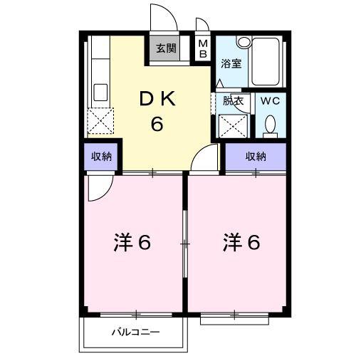 ハイツエイト(2DK/2階)の間取り写真