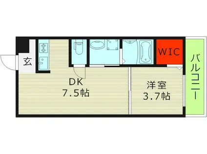ヴィラ城北公園通(1DK/3階)の間取り写真