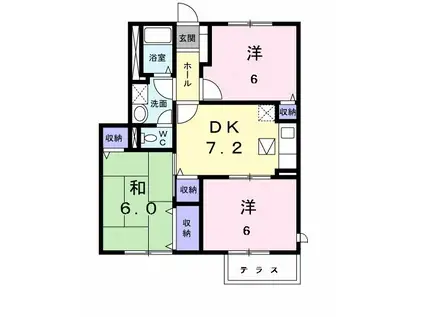 ドゥ・ロジュマン II(3DK/1階)の間取り写真