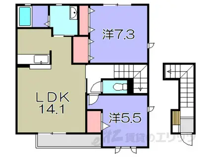 SWANYーC棟(2LDK/2階)の間取り写真