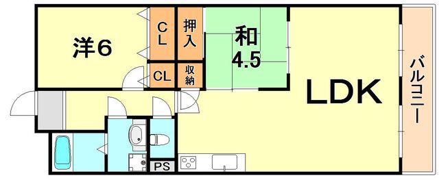 エクセル舞子(2LDK/4階)の間取り写真