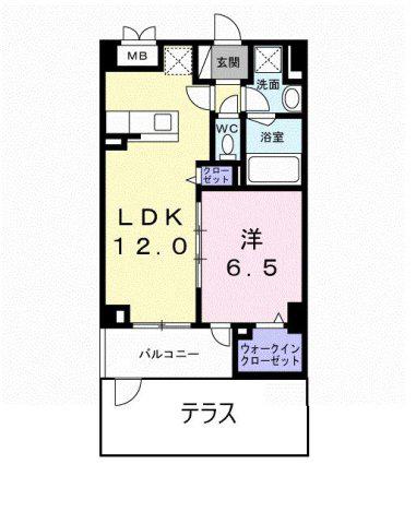 九条3丁目マンション(1LDK/1階)の間取り写真