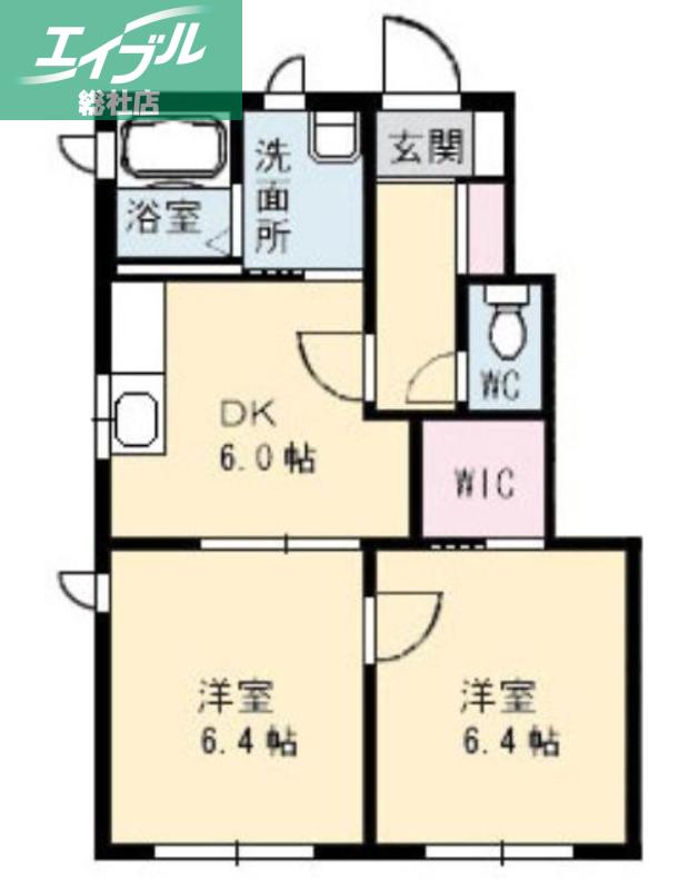 イデアルメゾンA棟(2DK/1階)の間取り写真