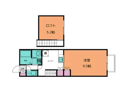 グレオンI(1K/1階)の間取り写真