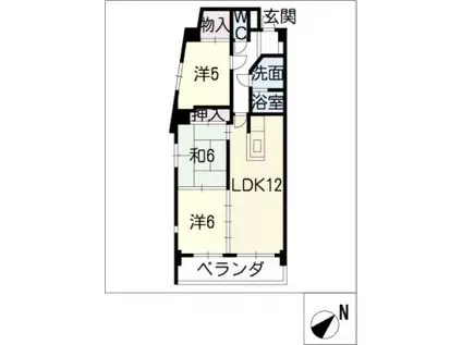 ハートウッド勝川(3LDK/5階)の間取り写真