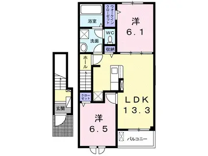 プレッソ 古氷 2LDK(2LDK/2階)の間取り写真