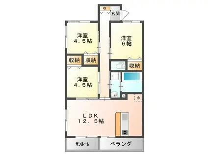 大丸西原マンション(3LDK/2階)の間取り写真