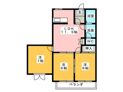 アンブル ルミエール(3LDK/2階)の間取り写真