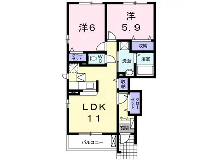 京都丹後鉄道宮舞線 四所駅 徒歩14分 2階建 築15年(2LDK/1階)の間取り写真