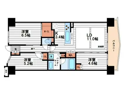 メイツ上新庄SHIN-CITY(3LDK/4階)の間取り写真