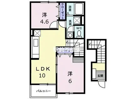 グリーンフォレストB(2LDK/2階)の間取り写真