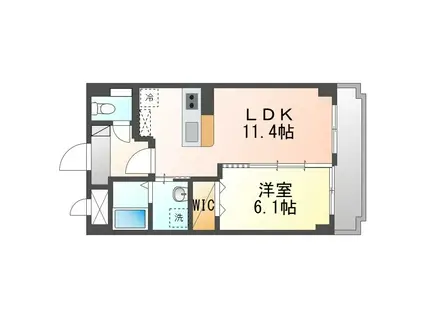 ヴィガラス(1LDK/5階)の間取り写真