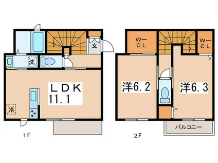 サクラーレ(2LDK/1階)の間取り写真