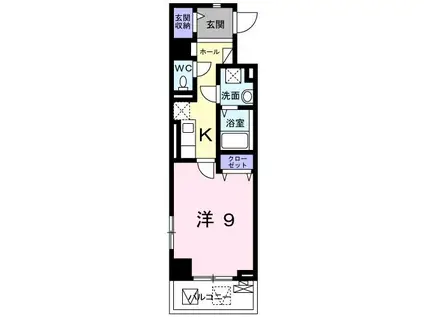 ジラソーレ花影(1K/8階)の間取り写真