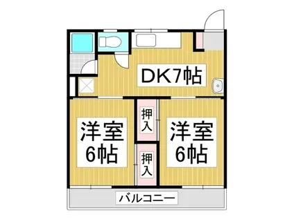 コーポラス丸叶(2DK/1階)の間取り写真