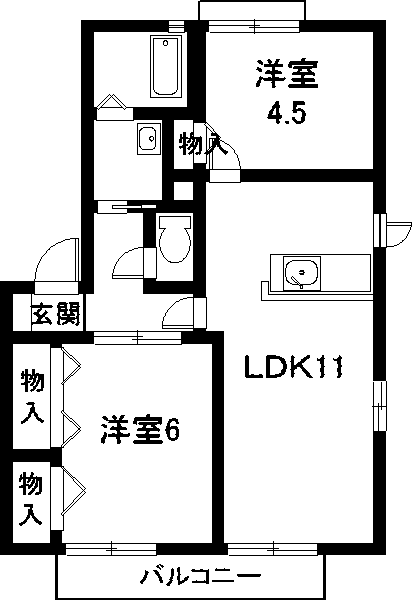 プリマベラ(2LDK/1階)の間取り写真