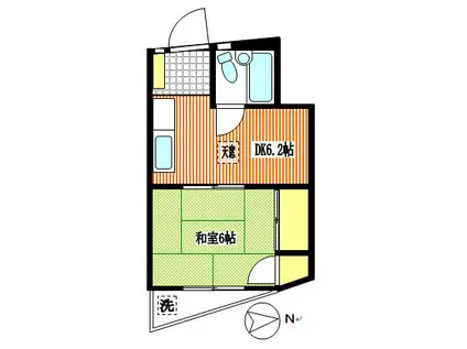 メゾン小松(1DK/2階)の間取り写真