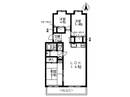 ルピナス桐ヶ谷(3LDK/1階)の間取り写真