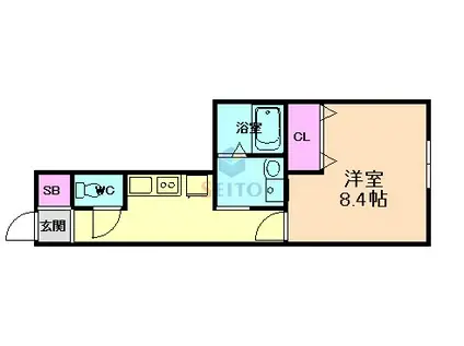 HILLS十三東(1K/1階)の間取り写真