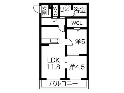 名鉄小牧線 間内駅 徒歩22分 3階建 築1年(2LDK/3階)の間取り写真