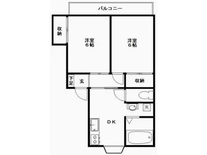 レジデンス中根(2DK/2階)の間取り写真