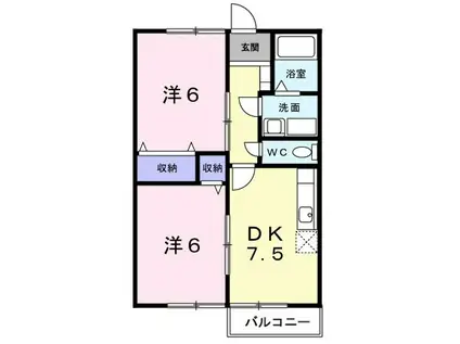 メゾン・ド・アスカ(2DK/2階)の間取り写真