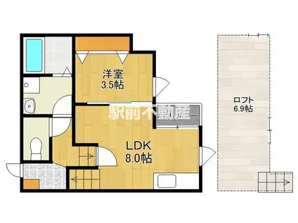 ポラリス鳥栖駅南(1LDK/1階)の間取り写真