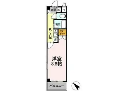 タイムD1(1K/4階)の間取り写真