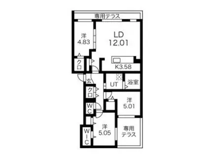 GRANDUKE八軒GENE(3LDK/1階)の間取り写真