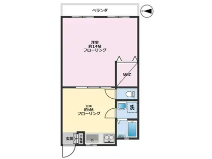 ステラマリス東新町(1LDK/1階)の間取り写真