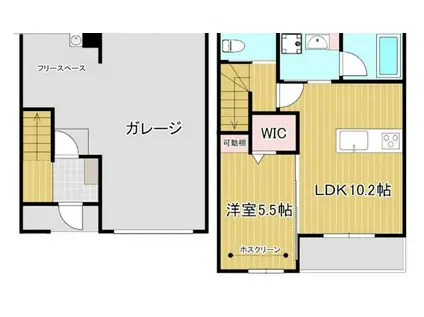 大蒲町ガレージハウス A棟(1LDK/1階)の間取り写真