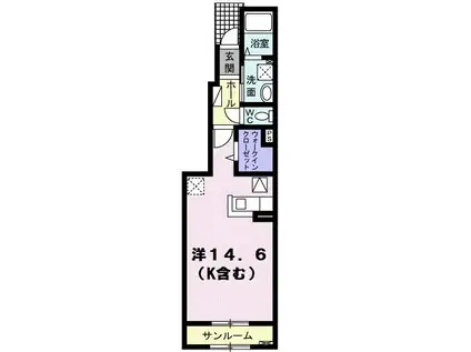 アルトプエンテ(ワンルーム/1階)の間取り写真