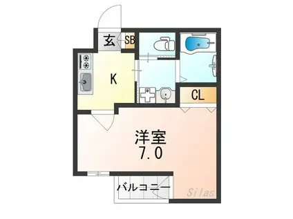 H-MAISON長吉出戸(1K/2階)の間取り写真