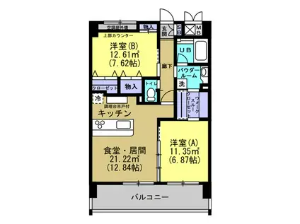 メトロメゾン太子堂(2LDK/7階)の間取り写真