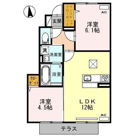 エコールKII(2LDK/1階)の間取り写真