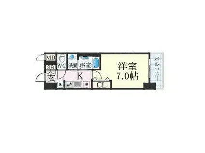エステムコート広島国泰寺(1K/2階)の間取り写真
